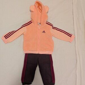 Adidas Peach Fleece Tracksuit w/ Hood Ears – 9–12M – Great Condition